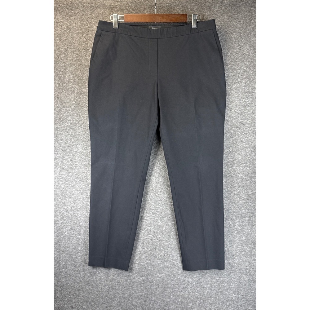 Theory Thaniel Approach Pants Womens 12 Black Slim Tapered Ankle Office Manager